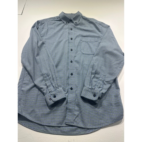 L.L. Bean Other - LL Bean Mens Traditional Fit Houndstooth Cotton Button Down Shirt Blue Green M